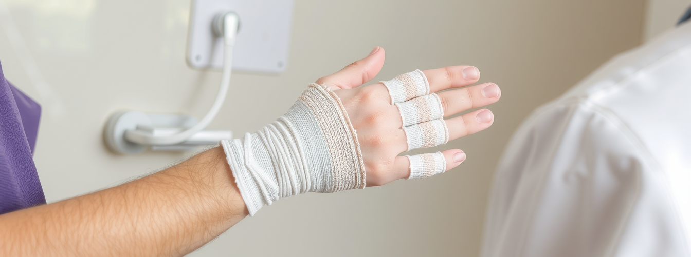 a patient with a burn injury at the doctors' office for a consult